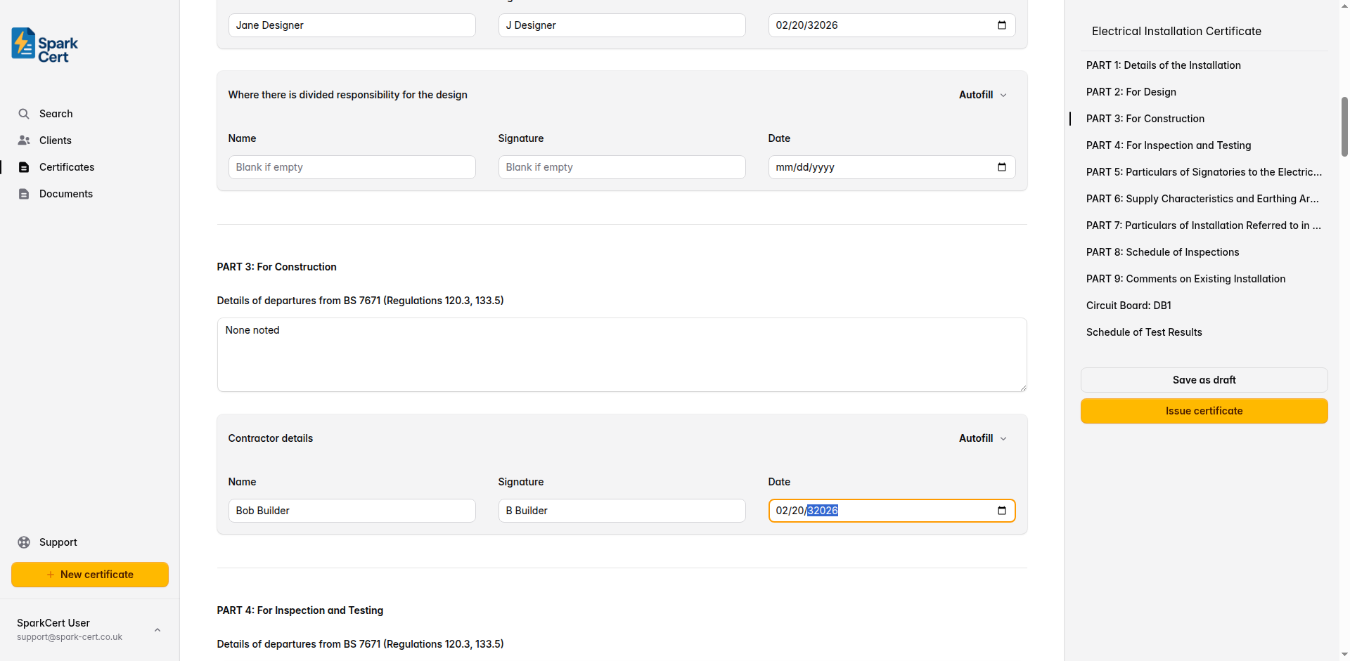 Part 3 of the EIC covering construction departures and constructor signature